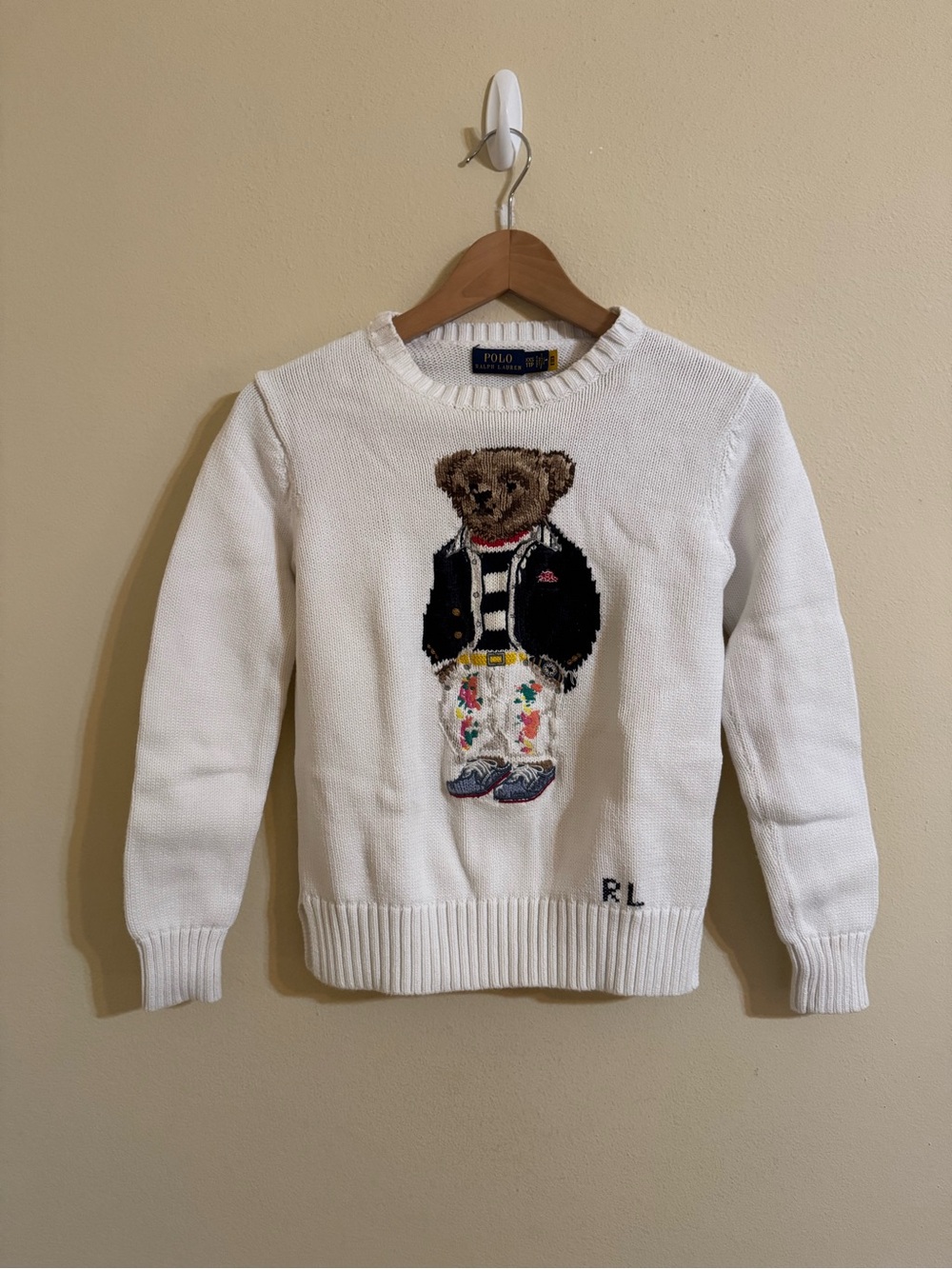 Polo Ralph Lauren New Bear Cotton Sweater White XXS